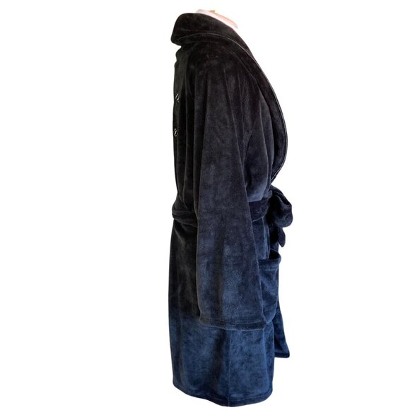 Victoria's Secret‎ Black Plush Robe, Size XL, Fleece Cozy Belt Logo Pockets NEW - Picture 3 of 11